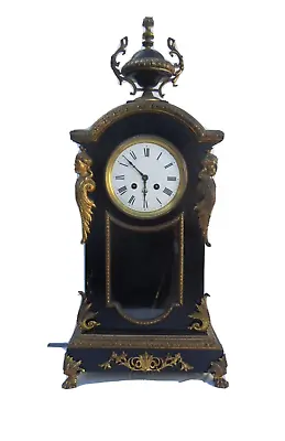 $737.78 • Buy 19th Wall Clock Vintage Gold Bronze Decor Blackened Wood Pendulum Poster