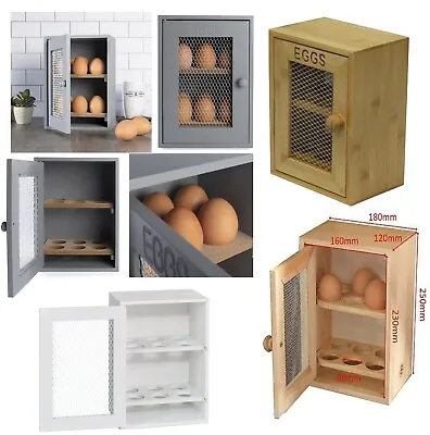 £10.45 • Buy 2 Tier Wooden Wood 12x Egg Storage Cabinet Holder Rack Cupboard Free Standing