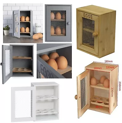 2 Tier Wooden Wood 12x Egg Storage Cabinet Holder Rack Cupboard Free Standing • £10.45