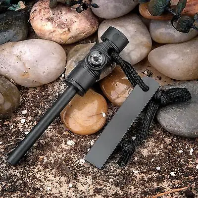 Magnesium Ferro Rod Fire Starter W/ Compass & Paracord Survival Camping Hiking • $6.64