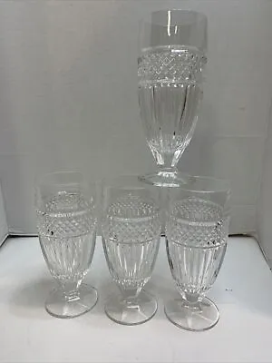 Crystal Ice Tea Goblets Glasses Water Diamond Design Holds 8 Ounces  Set Of 4 • $29.99