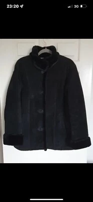 £24.99 • Buy Gallery 100% Leather Sheepskin Women's Black Jacket/Coat Faux Fur Trim Medium 12