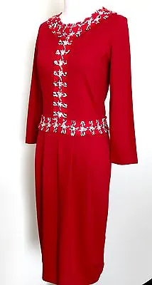 Carolina Herrera Red Dress With Wool Trim Retails $385 NWT Price $178 Size XXS • £169.13