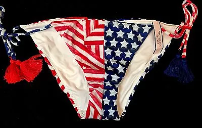 Victoria's Secret NEW Patriotic Flag Stripes Flag Teeny Bikini Bottom NWT M • $29.99