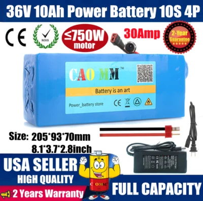 $129.99 • Buy 36V 10Ah Lithium Li-ion Battery Pack ≤750W Ebike Bicycle E Bike Electric Scooter