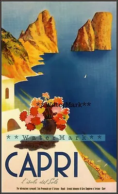 Italy Capri Island 1952 Italian Travel Vintage Poster Print Retro Style Wall Art • $21.58