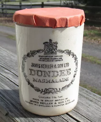 Vtg Keiller & Son LTD Dundee 1 Lb Marmalade Stoneware Crock Jar W/ Paper Lid • $68.98