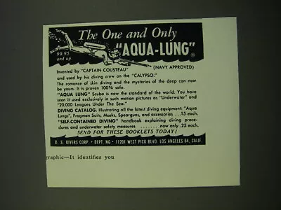 1956 U.S. Divers Corp Aqua-Lung Ad - The One And Only Aqua-Lung • $19.99