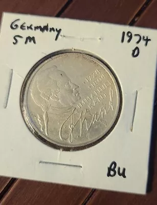 1974  D  Silver German 5 Deutsche Mark  ☆☆ Uncirculated Commemorative  • $9.99