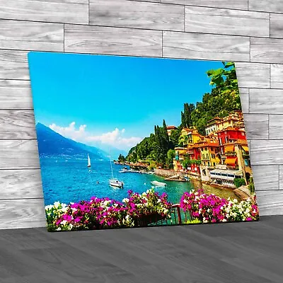 Varenna Town In Como Lake Authentic Italian Lake Canvas Print Large Picture • £14.95