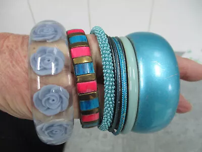 Accessorize + Ethnic Bangles 9 Turquoise Blue Mix Hippie Bohemian • £6