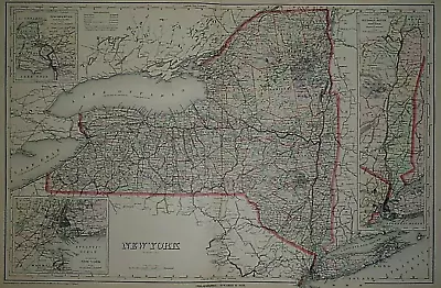 Vintage 1889 Atlas Map ~ NEW YORK STATE ~ Old Original & Authentic ~ Free S&H  • $20.68