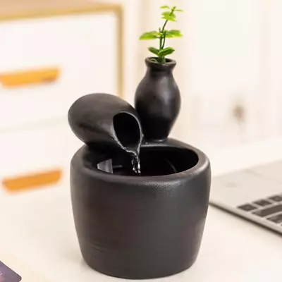 Fountain Ceramic Mini Modern Design Water Feature Indoor Tabletop Desktop Home D • $42.88