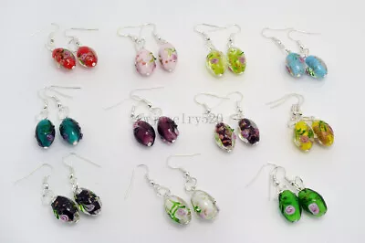 FREE Wholesale Lot  20Pair  Flower Round Murano Glass Bead Silver Plated Earring • $17.99