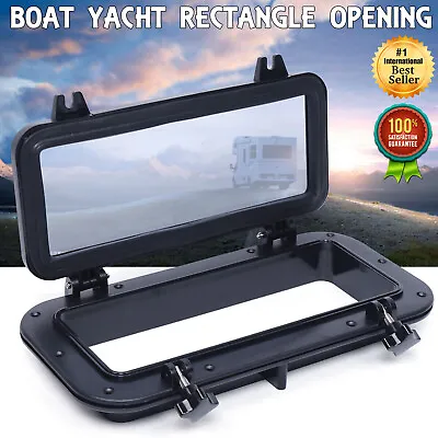 BLACK Rectangle Portlight Tempered Glass Opening Window For Marine Boat Yacht RV • $121