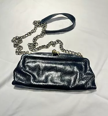 Vintage Hobo International Black Leather Crossbody Clutch Wallet Bag • $59