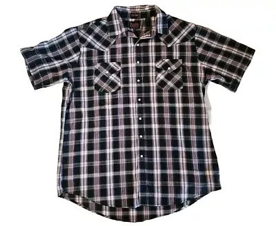 Mens Plains Western Wear Pearl Snap Shirt Size Tall XL Short Sleeve • $5.84