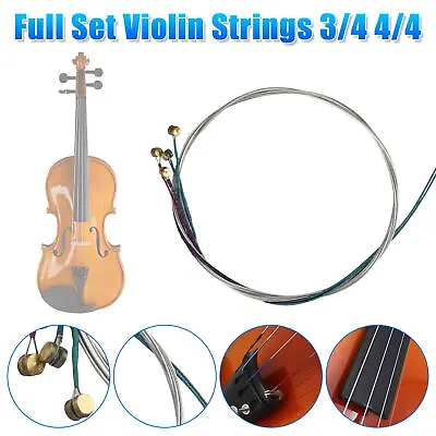 $6.98 • Buy 3/4 4/4 Violin Strings Set Replacement E,A,D,G Nickel Silver Wound Fiddle String