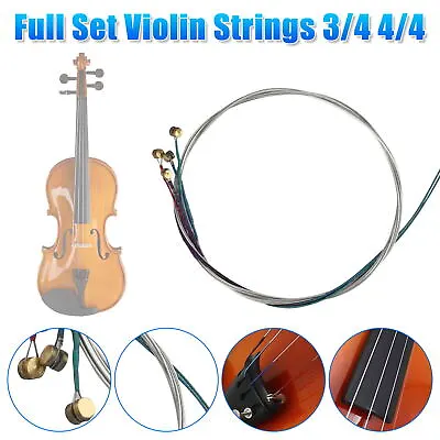 3/4 4/4 Violin Strings Set Replacement EADG Nickel Silver Wound Fiddle String • $7.98