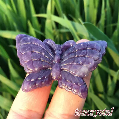 1.9  Natural Lepidolite Butterfly Carved Quartz Crystal Skull Reiki Healing • $14.44