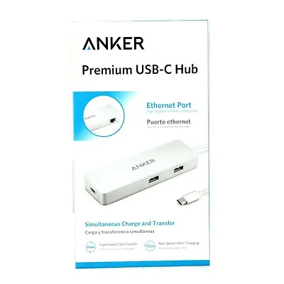$59.95 • Buy Anker Premium Usb-c Hub Ethernet Dual Usb 3.0 Recharging Type C 60w Pd A8302h41
