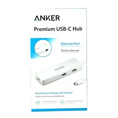 Anker Premium Usb-c Hub Ethernet Dual Usb 3.0 Recharging Type C 60w Pd A8302h41 • $44.95