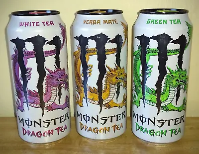 Set Of 3 2018 Monster Energy Drink Dragon Tea White + Yerba + Green FULL CANS • $75