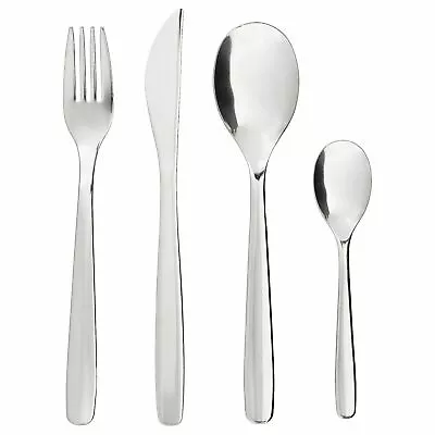 IKEA MOPSIG 16 Or 32 Piece Set Stainless Steel Silver Cutlery Set Food Dining • £10.98