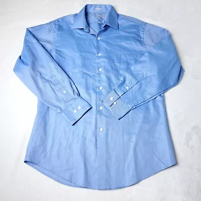 Van Heusen Fitted Button Shirt Mens Size 15.5  32/33 Blue Long Sleeve • $8.40