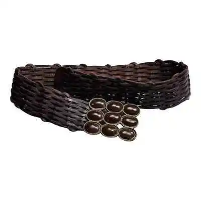 Motif 56 Moroccan Wide Leather Woven Brown Bohemian Belt Size Medium • $50