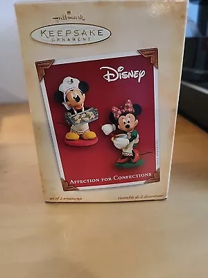 Hallmark Disney Mickey & Minnie Affection For Confections 2004 Two Ornament New • $19.99