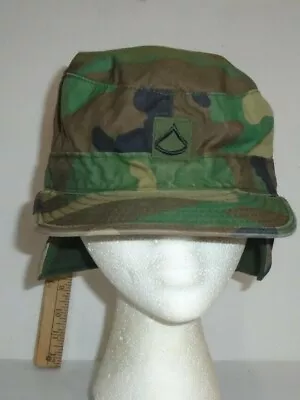 Marines Military Utility Cover 8 Point Fatigue Hat BDU Cap Camo Sz 7 1/8 • $14.99