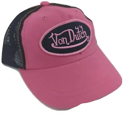 Von Dutch Kids Pink & Black Adjustable Trucker Hat One Size - New Without Tags • $17.59