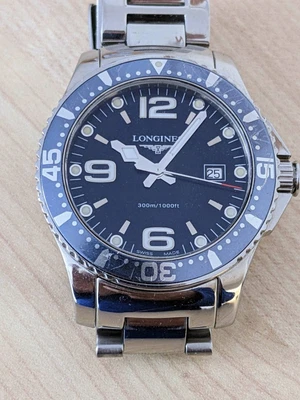 £499 • Buy Longines HydroConquest Mens Quartz Watch Blue Face And Bezel Fully Working