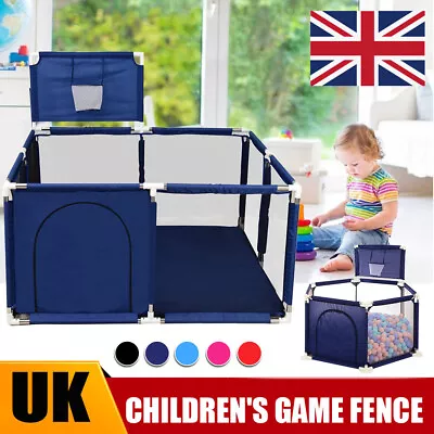 Large Baby Playpen Kids Infant Safety Yard Activity Center With Basketball Hoop • £15.99