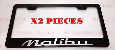 2X Malibu Stainless Steel Black Finished License Plate Frame Holder • $22.99