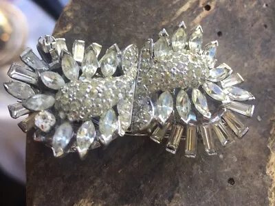 Rare Vintage Deco Jomaz Mazer Fur Clip Pr Shoe Buckle Paste Diamonte Pin 3 Pc Se • $399.99