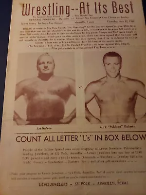 1960 NWA Wrestling Program WWWF Romero Wildman Roberts Art Nelson Silento Ladies • $13.49