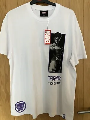 OFFICIAL Men’s - Black Panther Wakanda Forever Marvel White T-Shirt - Size Small • £9.99