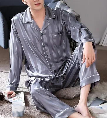 2nd Item FREE SHIP Mens Pajamas Set Silk Satin Bottoms W POCKET Top Lounge Pants • $19.78