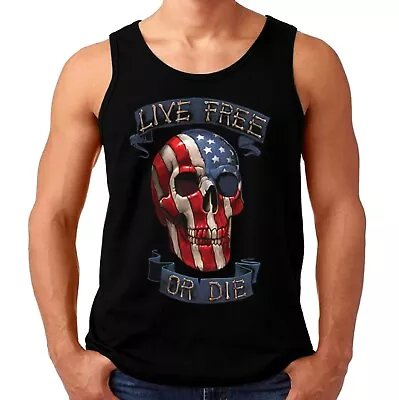 £10.95 • Buy Velocitee Mens Vest Live Free Or Die American Skull USA America Biker A10264