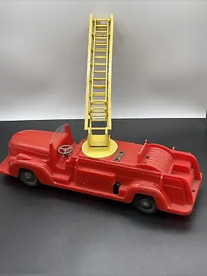 Marx Fire Truck Vintage Red Made In USA Ladder Mostly Plastic Some Metal WORKS! • $29.50