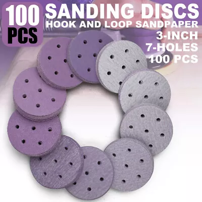 100Pcs 3'' Inch Sanding Disc 40 60 - 800 Grit Hook Loop Sander Sheet Sand Paper • $11.39