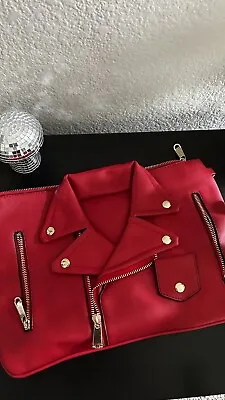 Red Motorcycle Leather Jacket Handbag Purse NWOT • $18