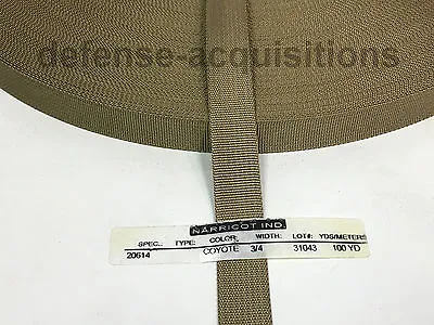 MilSpec Military Webbing 3/4 INCH MIL-20614 COYOTE Per Yard • $0.99