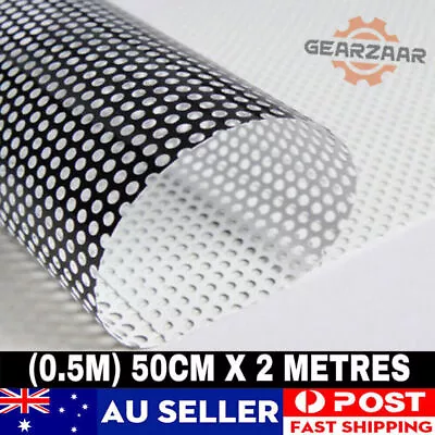 BLACK One Way Vision Perforated Tint Car Window Graphics Privacy Film 50CM X 2M^ • $20.95