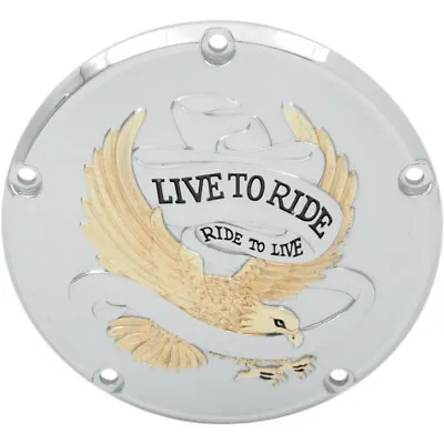 $55.95 • Buy Drag Specialties Gold 5 Hole Live To Ride Derby Cover Harley Twin Cam 99-16