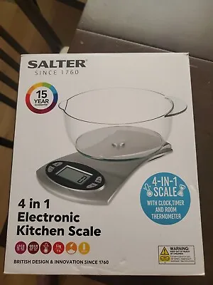 Salter Electronic Kitchen Scale With Bowl 1.8L + Timer+ Clock+ Thermometer  • £17.99