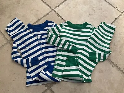 HANNA ANDERSSON Blue/Green/White Striped Organic Long Pajama LOT Size 110 (5) • $29