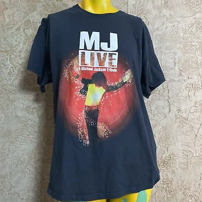 MICHAEL JACKSON Nwot T-SHIRT Sz XL Black MJ LIVE Glitter Blingy TRIBUTE SHOW • $12.75